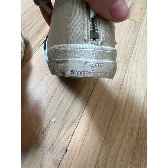 NEW Sperry X Rebecca Minkoff Women's 7.5 Washed Canvas High Top Sneaker Tan - Picture 9 of 12